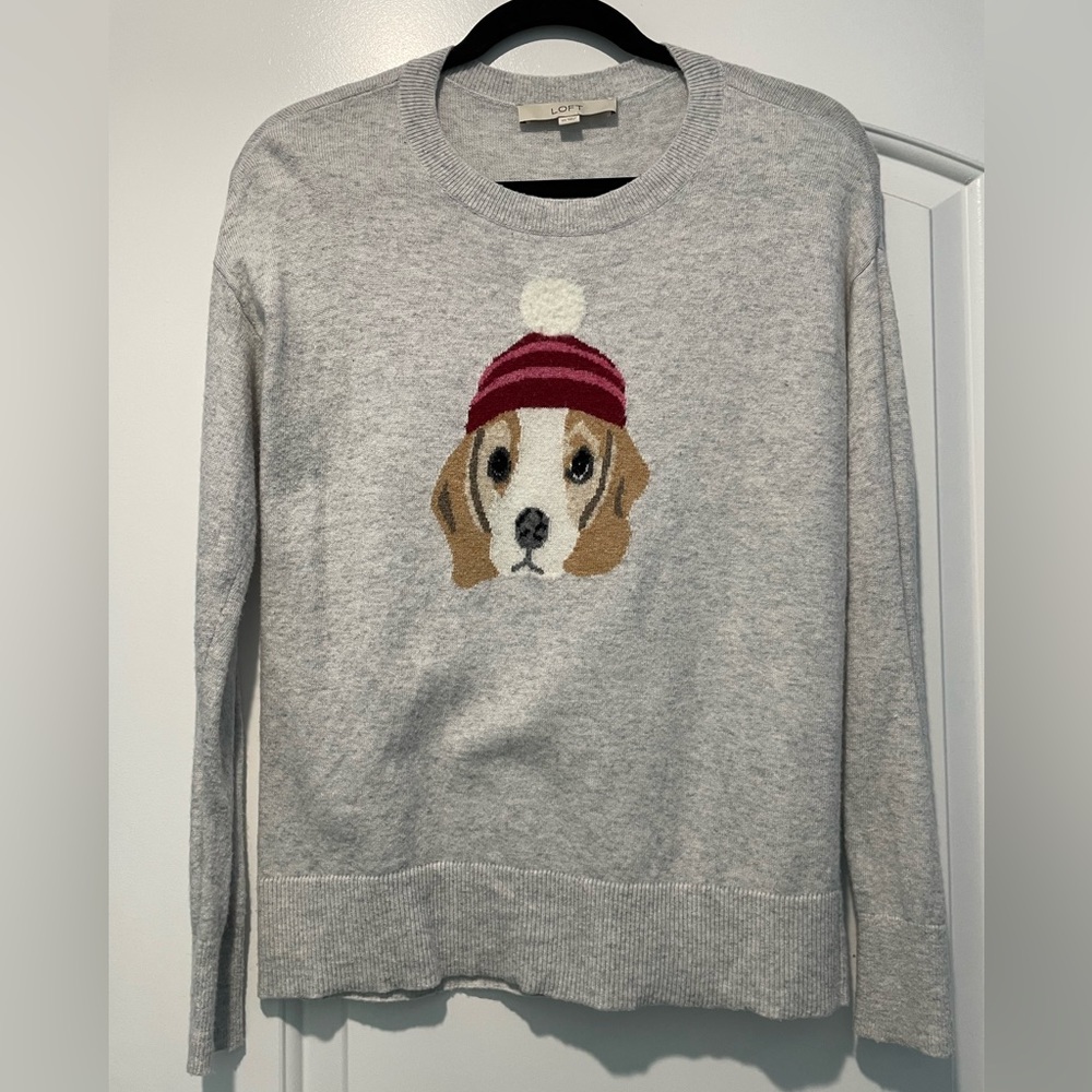 LOFT Super Soft Grey Dog Sweater